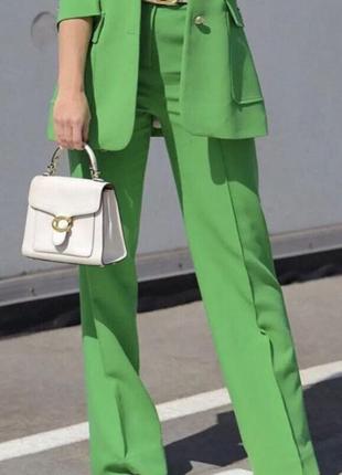 Шикарные яркие зелёные брюки zara5 фото