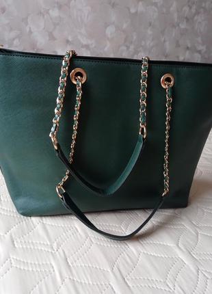 Женская большая сумка зеленого цвета