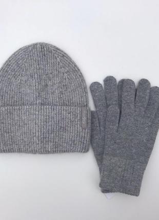 🤍тепла стильна шапочка+рукавички🤍