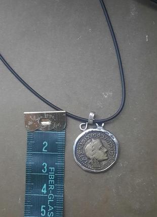 Дизайнерський кулон срібло 925 і старовина монета,грошовий талісман,унікальна ексклюзивна прикраса9 фото
