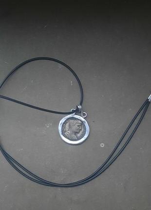 Дизайнерский кулон серебро 925 и старинная монета,денежный талисман,уникальное ексклюзивное украшение2 фото