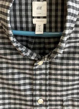 Рубашка h&m shirt regular fit в клетку/клетчатая2 фото