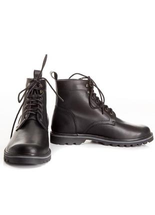 Шкіряні чоловічі черевики чорного кольорі1 фото