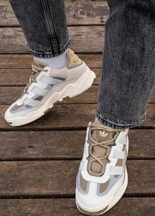 Adidas niteball white olive, кросівки чоловічі адідас осінь-весна, кроссовки адидас мужские5 фото