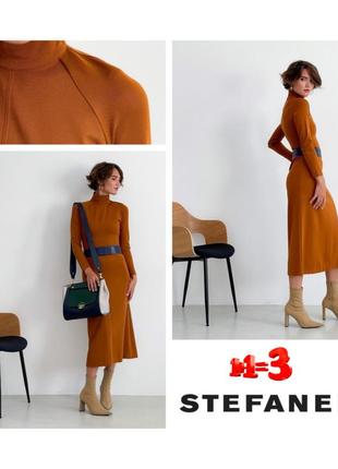 ♥️1+1=3♥️ stefanel элегантное теракотовое платье макси с воротником стойкой