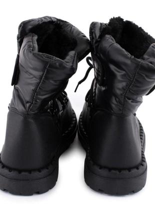 Стильні чорні зимові чоботи черевики дутики дутіки дутиші уги уггі модні хіт5 фото
