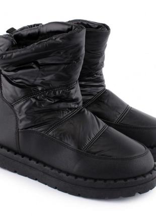 Стильні чорні зимові чоботи черевики дутики дутиші уггі уги модні3 фото