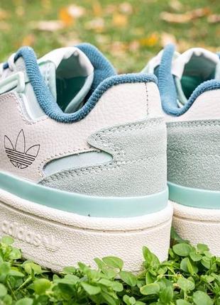 Мужские кожаные кроссовки adidas forum exhibit low  grey\mint#адидас2 фото