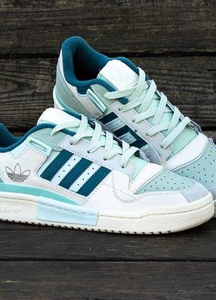 Мужские кожаные кроссовки adidas forum exhibit low  grey\mint#адидас