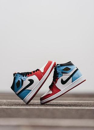 Женские высокие кожаные кроссовки nike air jordan 1 🇫🇷#найк6 фото