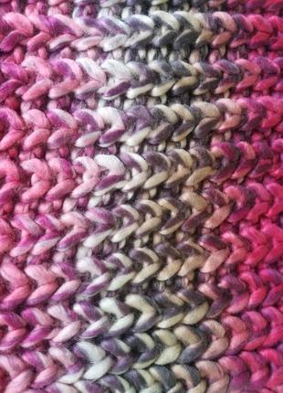 Большой шарф крупной вязки с расцветкой амбре3 фото