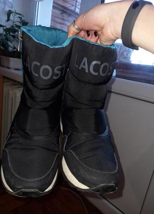 Дуті чоботи lacoste чорні штучне хутро зимні