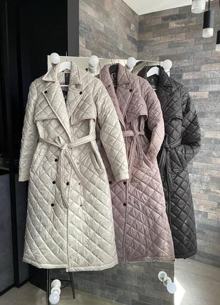 Лаке🥰зимний тренч-пальто/куртка пуховик плаш стеганная стеганное зимняя двубортное длинное