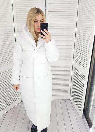 Куртка пальто пуховик теплий а032 білий біла біле білого кольору.