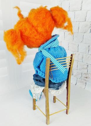 Авторская текстильная кукла пеппи длинный чулок4 фото
