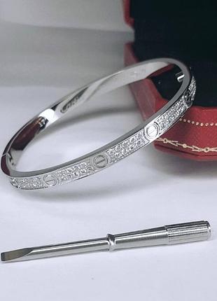 Браслет полностью в фианитах в стиле cartier