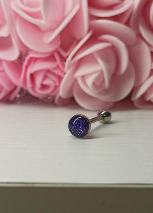 Пирсинг штанга в 😛👅 язык с блестками