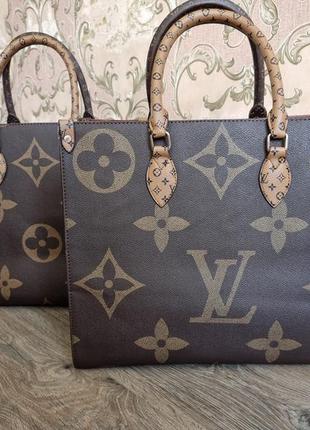 Коричневий шоппер в стилі louis vuitton,  шопер в стиле лют виттон, большая коричневая сумка в стиле луи1 фото