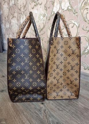 Коричневий шоппер в стилі louis vuitton,  шопер в стиле лют виттон, большая коричневая сумка в стиле луи4 фото