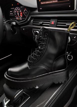 Жіночі черевики dr. martens jadon monoblack хутро зима знижка sale / smb