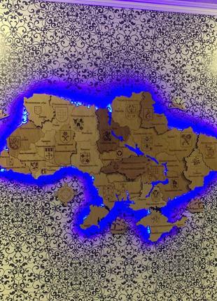 3d мапа україни з led підсвіткою1 фото