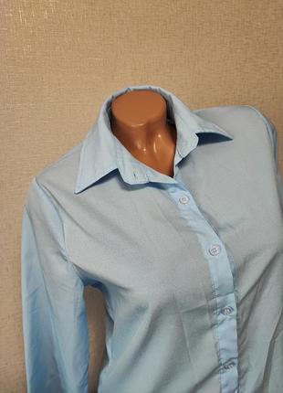 Нежная голубая блуза рубашка3 фото