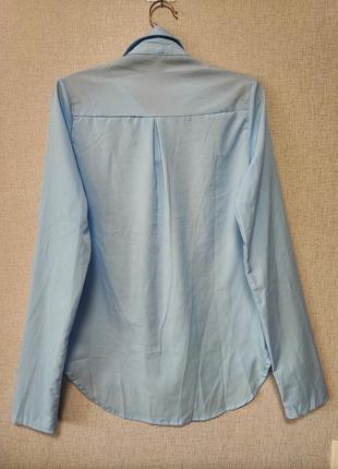 Нежная голубая блуза рубашка6 фото