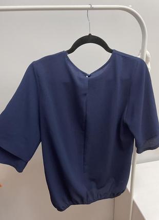 Синя блуза на короткий рукав3 фото