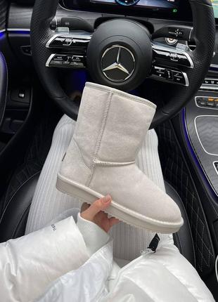 Женские угги натуральная замша мех светло серые ugg baley grey1 фото