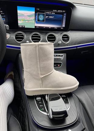 Женские угги натуральная замша мех светло серые ugg baley grey9 фото