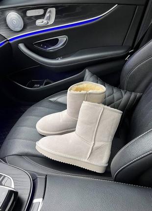 Женские угги натуральная замша мех светло серые ugg baley grey5 фото