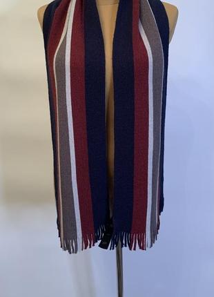 Напівшерстяний шарф в смужку1 фото