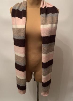 Теплий шарф в смужку з вовни і ангори