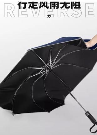Зонт xiaomi автоматический бордовый, зонт с поворотной подсветкой и светоотражающ полосой.106 см, зонт унисекс4 фото