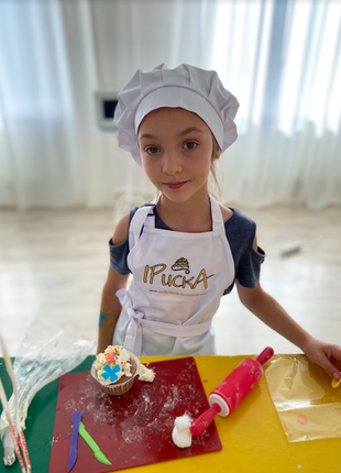 Фартух + ковпак дитячий latte kids 5-7років білий