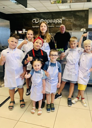 Фартух + ковпак дитячий latte kids 5-7років білий