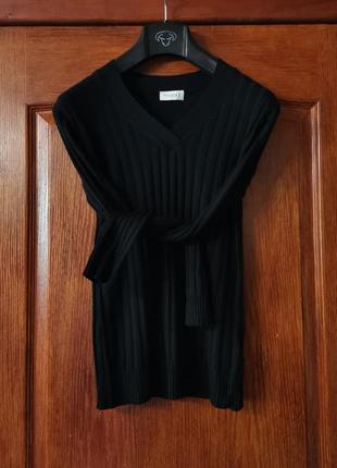 Yessica женский пуловер в рубчик лапша чёрный джемпер лапша