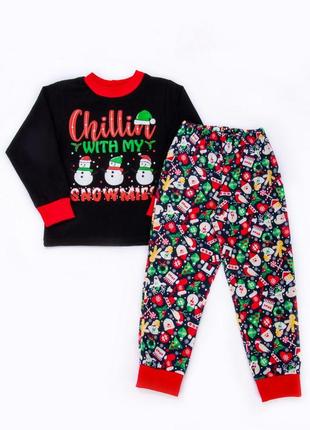 Новорічна піжама в кольорах, бавовняна хлопкова піжама новорічна, піжама з новорічним принтом