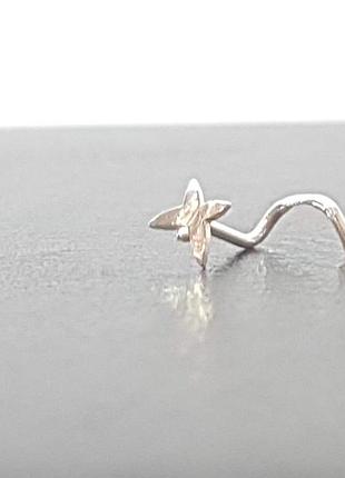 Серебряная серьга-пирсинг в нос.  1015с
