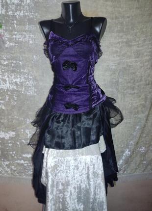 Готичний стімпанк костюм спідниця і оксамитовий велюровий топ у вікторіанському стилі2 фото