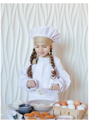 Фартух дитячий kids 5-7років білий з бежевим | фартук детский