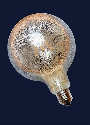 Лампа світлодіодна велика куля філаментна led e27 g125--4w 2700k flash sliver 220v (тонована)