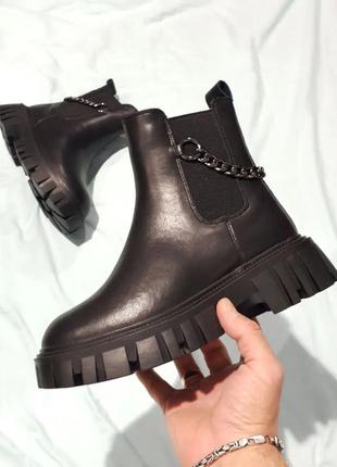 Черевики зимові chelsea boots leather chain