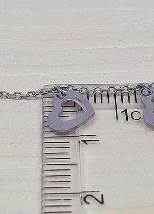 Серебряное колье сердечки. 90801366 4