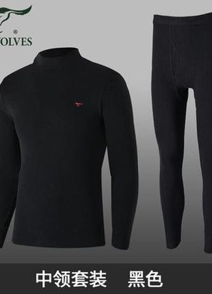 Термобілизна чоловіча septwolves black l чоловічий одяг з бавовни утеплений