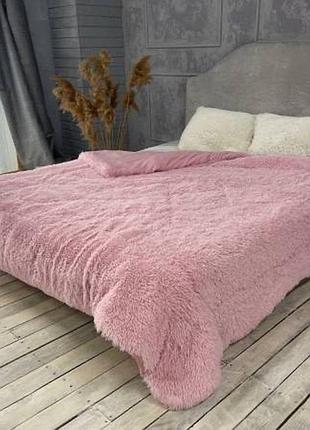 Одеяло покрывало травка с наполнителем холлофайбер меховое с длинным ворсом 210*230