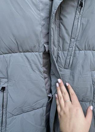 Зимовий пуховик куртка zara унисекс розмір с- м сіра вологовідштовхующа3 фото