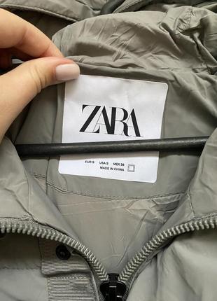 Зимовий пуховик куртка zara унисекс розмір с- м сіра вологовідштовхующа2 фото