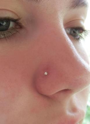 Серебряный нострил пирсинг в нос "шарик"