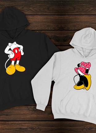 Парні худі преміум з принтом - міккі та мінні